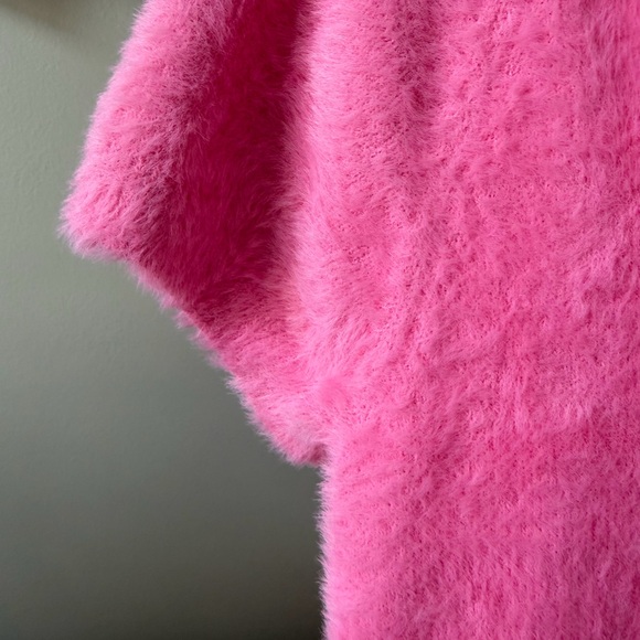 Anthropologie Vibrant Pink Mock Neck Fuzzy Sweater - Picture 5 of 11